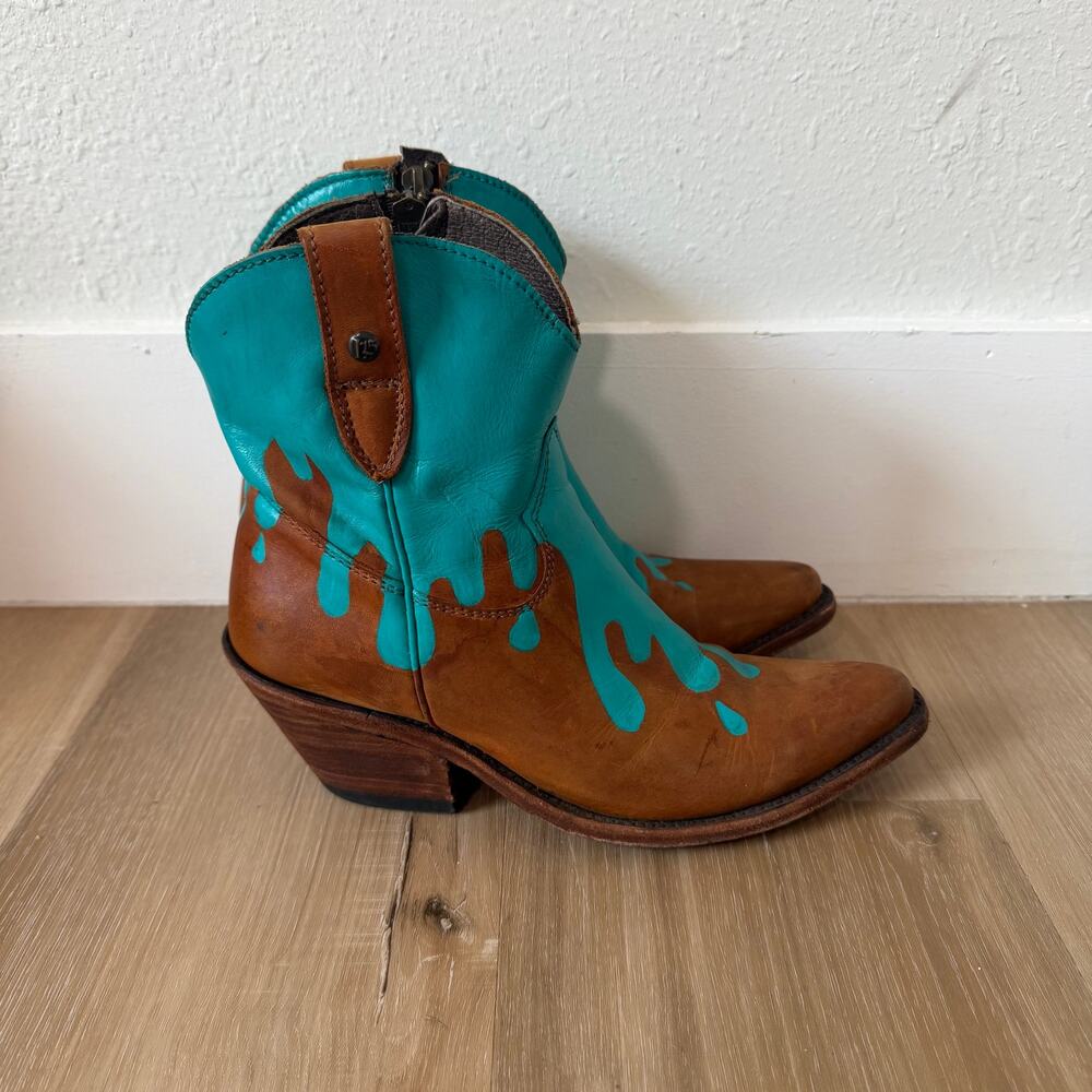 Women’s L15 Made in Mexico Genuine Leather Western Cowgirl Ankle Boots Size 7
